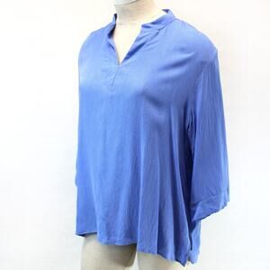 Caribe Plus Boutique Light Blue 3/4 Sleeves Rayon Top Blouse Tunic with slits 3X